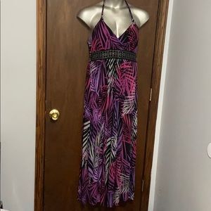 APT. 9 Black Purple Sleeveless Halter Maxi Dress